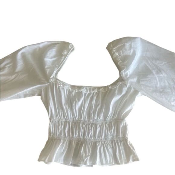 Reformation NWT Fern Ruched Top in White Size Medium MSRP $148 - Picture 9 of 11